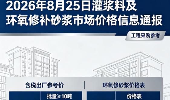 五峰2026年8月25日灌浆料及环氧修补砂浆市场价格信息通报